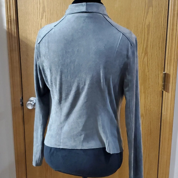 Blank NYC silver grey stretch sueded cowl neck moto jacket - Picture 4 of 7